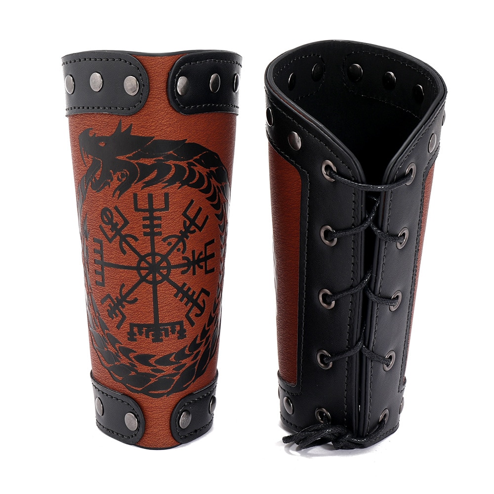 Archery Arm Guard Hand Protector Compass Handmade Leather Forearm Protector Bracers Protect Forearm From Bounce of B